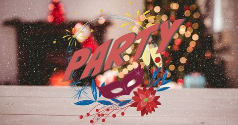 Festive Christmas Party Banner with Snow and Decorations - Download Free Stock Images Pikwizard.com
