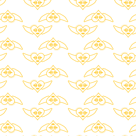 Yellow heart shapes on transparent background vector pattern