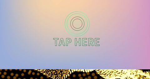 Interactive tap here button on pastel background with gold glitter