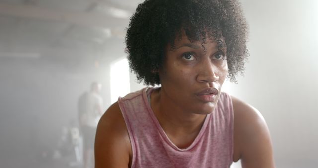 Sweating African American Woman Taking a Break from Workout - Download Free Stock Images Pikwizard.com