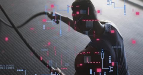 Innovative Fitness with Digital Metrics Overlay on Athlete Training with Battle Ropes