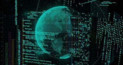 Digital globe and cyber security data visualization elements