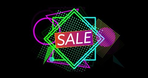 Retro neon sale advertisement eighties style geometric design