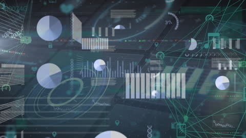 Digital Globe with Network Icons and Stock Market Data Visualization
