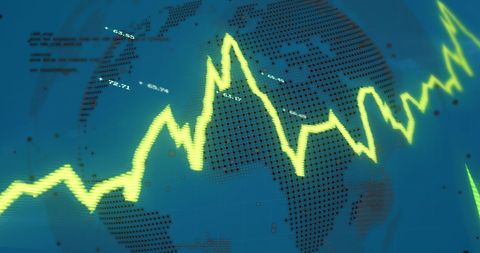 Dynamic Financial Graph with Global Data Overlay - Download Free Stock Images Pikwizard.com