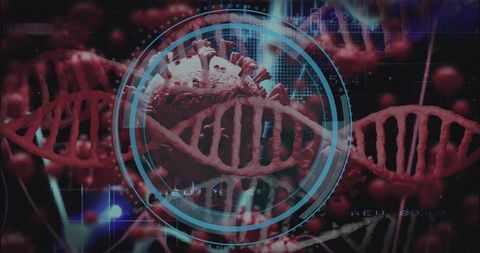 Futuristic digital visualization of dna and virus concept