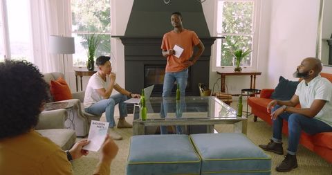 Friends Collaborating on Wedding Planning in Cozy Environment