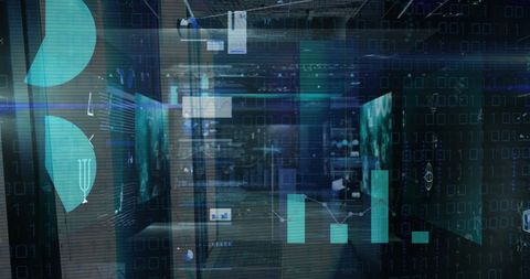 Futuristic Data Interface Over Server Room - Download Free Stock Images Pikwizard.com