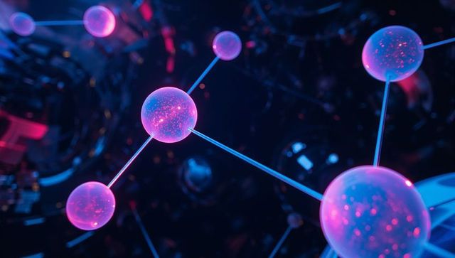 Futuristic Molecular Cluster with Glowing Spheres