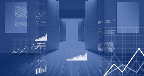 Digital Data Visualization Over Modern Office Space - Download Free Stock Images Pikwizard.com