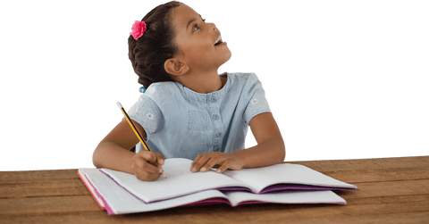 Smiling Girl Writing in Book on Transparent Background - Download Free Stock Videos Pikwizard.com