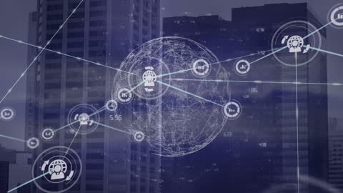 Futuristic Network Connections with Digital Globe Overlay