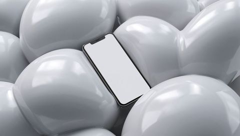 Modern Smartphone Among Glossy Grey Spheres for Product Display