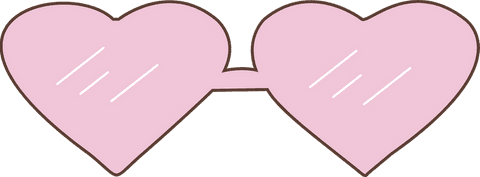 Pink heart-shaped sunglasses illustration on transparent background