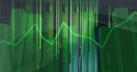 Green Financial Graphs Overlay in Data Center Environment - Download Free Stock Images Pikwizard.com