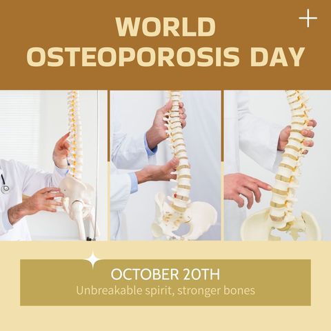 world osteoporosis day promotion with doctor demonstrating spine - Download Free Stock Templates Pikwizard.com