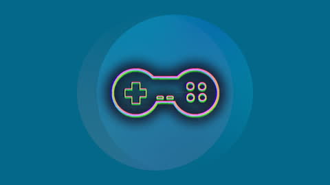 Retro Game Controller Icon on Modern Blue Background