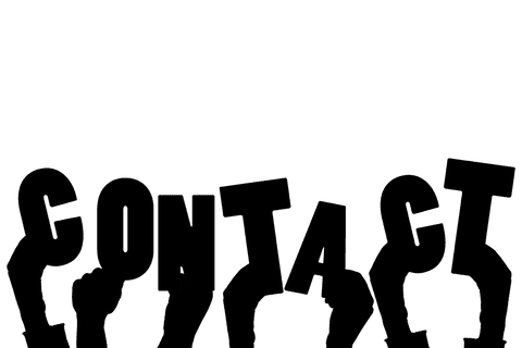 Transparent vector hands with contact text on white