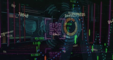 Futuristic Digital Display with QR Codes and Data Visualizations - Download Free Stock Images Pikwizard.com
