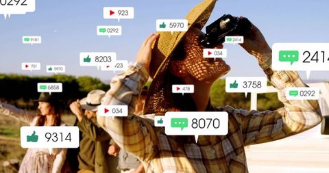 Women Exploring Outdoors with Social Media Notifications