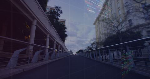 futuristic bridge with digital data overlay - Download Free Stock Images Pikwizard.com