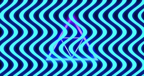 Neon Blue Wavy Lines with Purple Triangles and Motion Effect - Download Free Stock Images Pikwizard.com