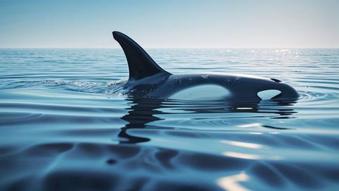 Majestic Orca Breaching Peacefully in Open Ocean
