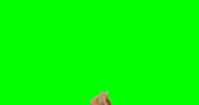 Hand reaching upward against a vibrant green screen background. Perfect for use in graphic design, animation, video production, and presentations. Ideal for projects requiring an isolated hand gesture or where background replacement is necessary.