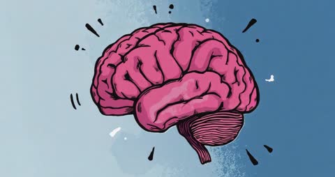 Pulsing Pink Brain Animation Against Gradient Background