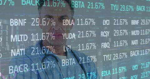 Healthcare Professional Analyzing Digital Financial Data Interface