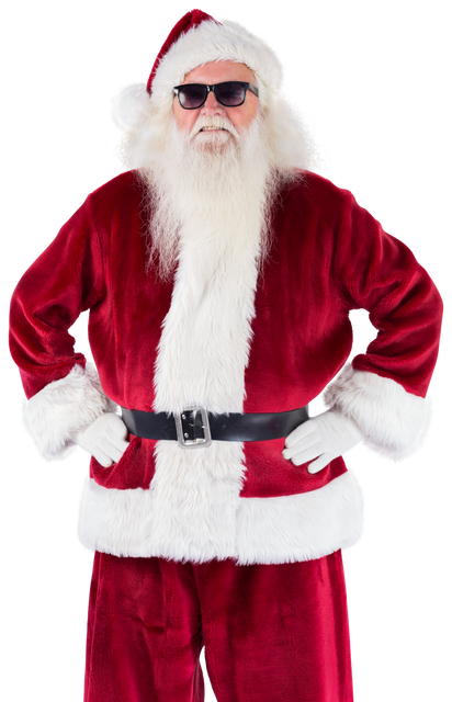 Santa Claus with Sunglasses Standing Confidently, Transparent Background, Isolated - Download Free Stock Videos Pikwizard.com