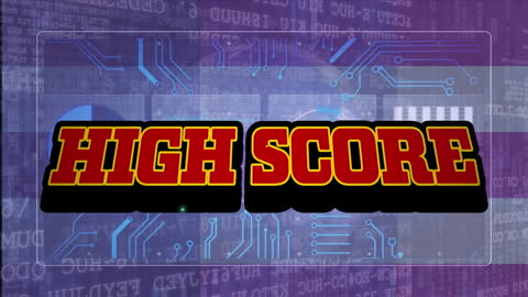 Retro High Score Animation with Futuristic Digital Elements