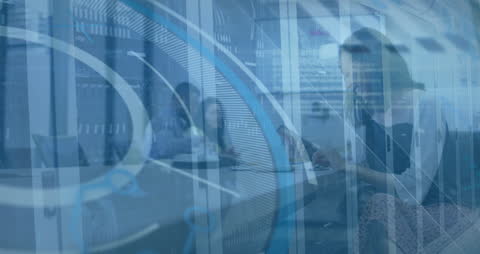 Diverse Team Collaborating with Tablet Technology in Modern Office