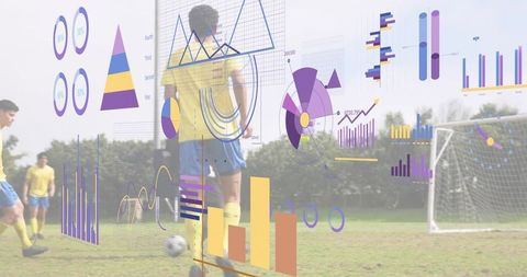 Soccer Player Performance Analytics Overlay on Grass Pitch During Team Training Session