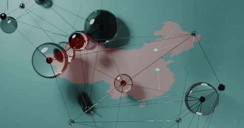 Digital Connectivity and Data Network Nodes Over China Map - Download Free Stock Images Pikwizard.com