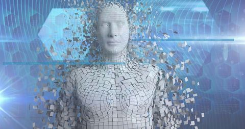 Digital Human Fragmenting in Futuristic Cyberspace - Download Free Stock Images Pikwizard.com