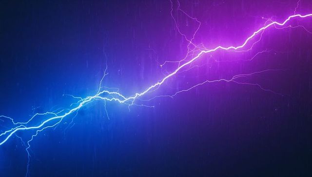 Vibrant neon bolt stretches across futuristic digital backdrop