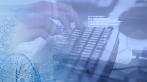 Futuristic Technology Data Processing Concept with Typing Hands