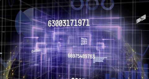 Futuristic Data Stream Network Visualization Neon Wireframe Numeric Overlay Grid Mesh