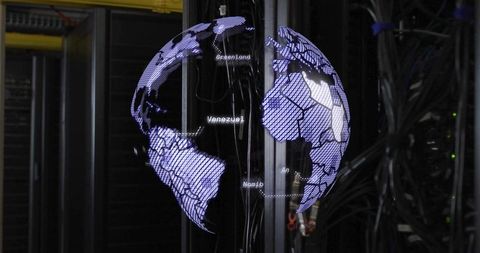 Holographic globe projection in modern server room technology