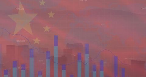 chinese economy concept with flag overlay and financial data - Download Free Stock Images Pikwizard.com