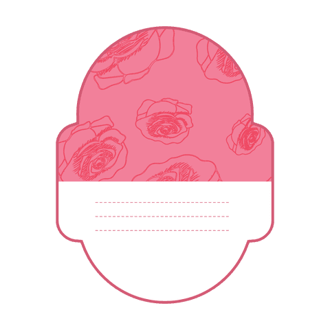 Transparent Blank Label with Floral Design on Pink Background