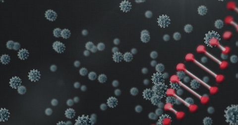 Virus Structure and DNA Strand Molecular Illustration