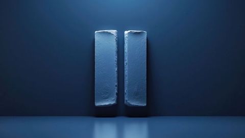 Floating rectangular blocks with blue gradient lighting