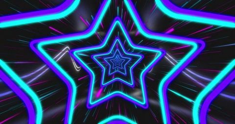 Neon Star Tunnel with Vibrant Geometric Patterns