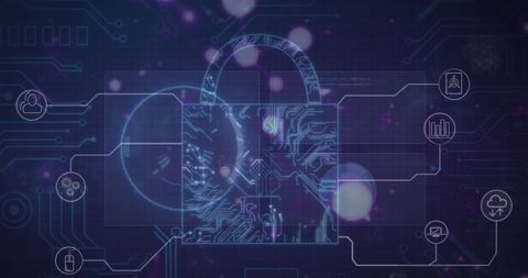 Digital Security Lock with Technology Icons - Download Free Stock Images Pikwizard.com