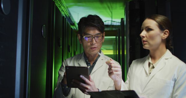 Scientists Working in Data Center Analyzing Information on Tablets - Download Free Stock Images Pikwizard.com