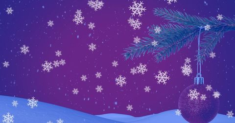 Festive Christmas Bauble and Snowflakes on Purple Background - Download Free Stock Images Pikwizard.com
