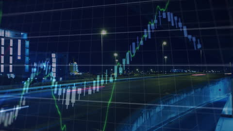 Digital Composite of Financial Graphs with Urban Background