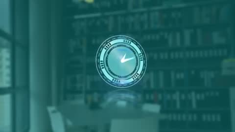 Futuristic Digital Clock Animation in Modern Office Environment